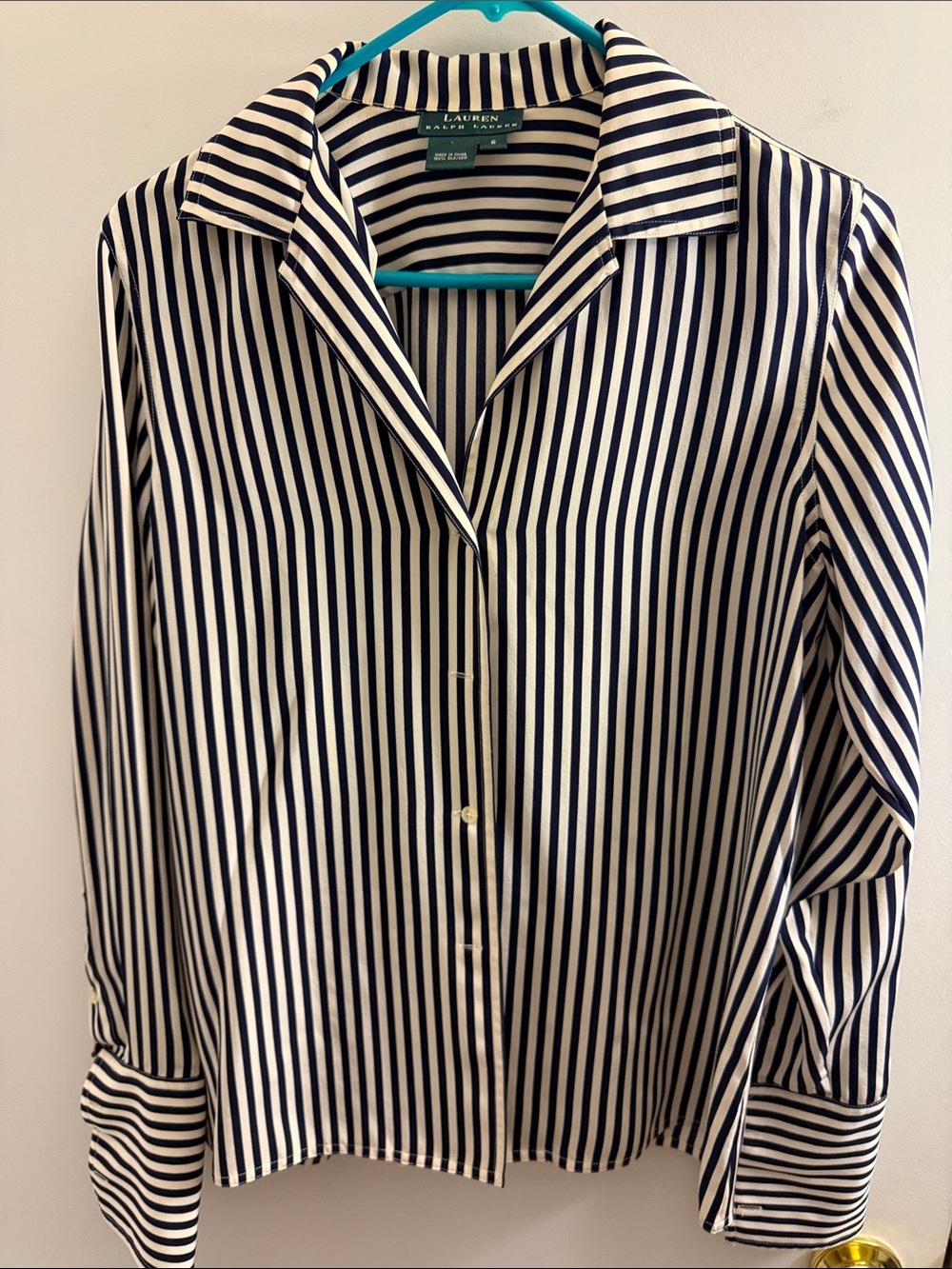 Lauren Ralph Lauren Navy & White Vertical Stripe Button-Down Shirt